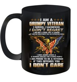 Memorial Day 4th Of July I Am A Grumpy Veteran I Served I Sacrificed I Dont Regret Premium Sublime Ceramic Coffee Mug Black