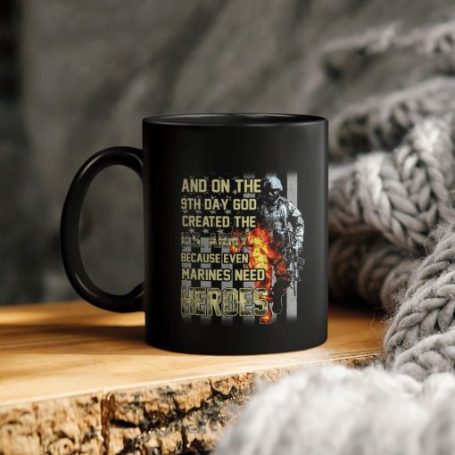 Memorial Day American Flag Veteran And On The 9th Day God Created The Us Army Because Even Marines Need Heroes Ceramic Coffee Mug