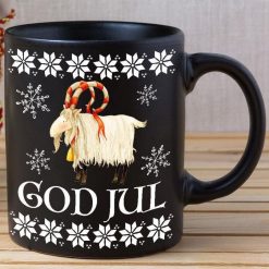 Merry Christmas Reindeer God Jul Premium Sublime Ceramic Coffee Mug Black