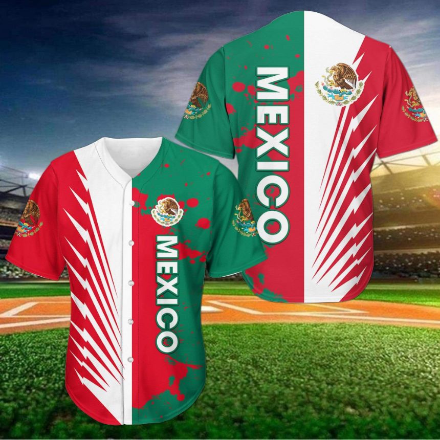 Mexico Red White And Green Personalized 3d Baseball Jersey