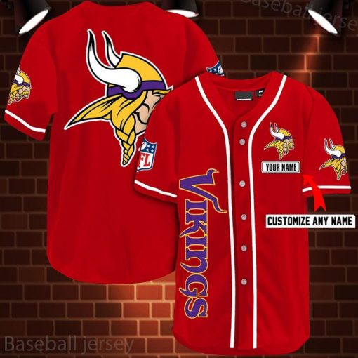 Minnesota Vikings Nfl 3d Digital Printed Personalized 3d Baseball Jersey