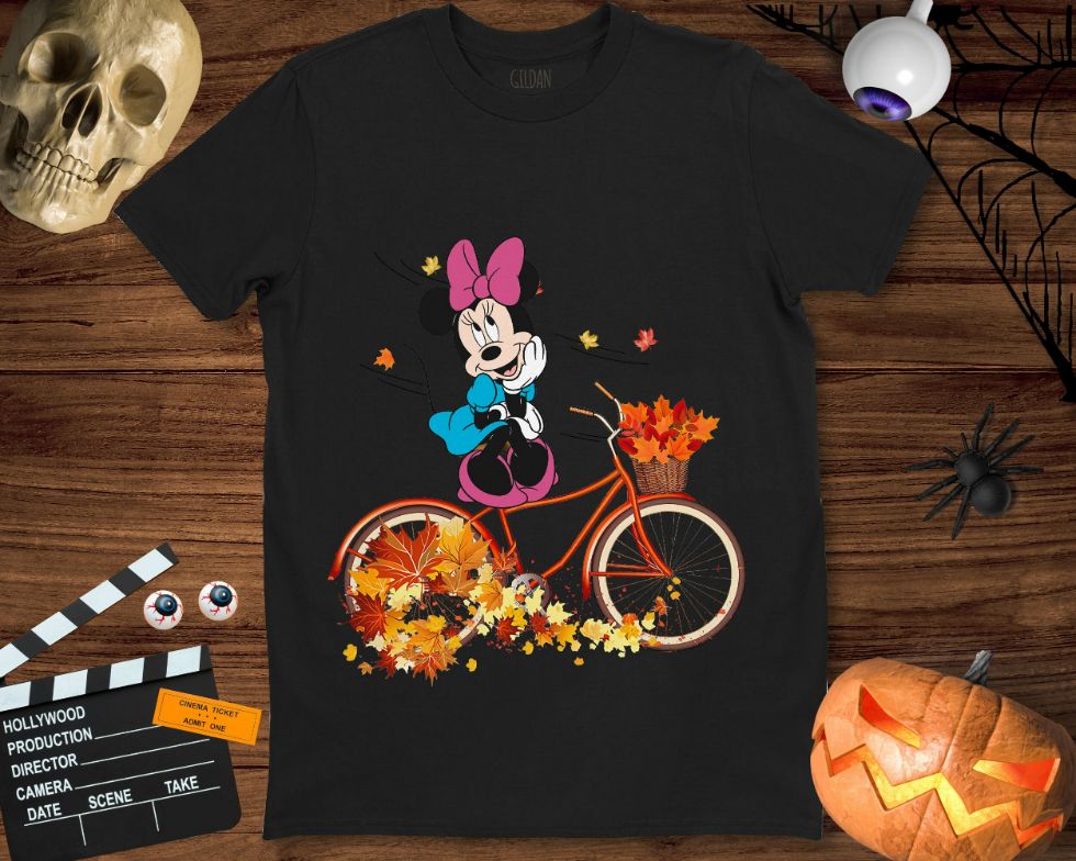 Minnie Atumn Leaves Fall Funny Disney Unisex Gift T-Shirt