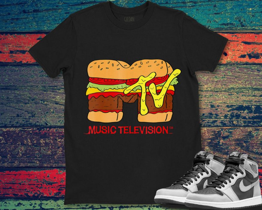 MTV Logo Hamburger Foodie Lover Music Television Unisex Gift T-Shirt