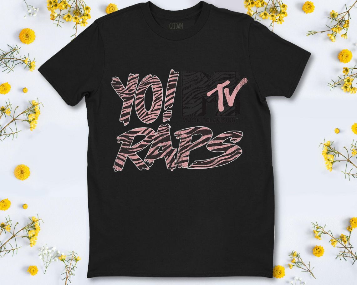 MTV Yo Raps Pink Zebra Pattern Graphic T-Shirt
