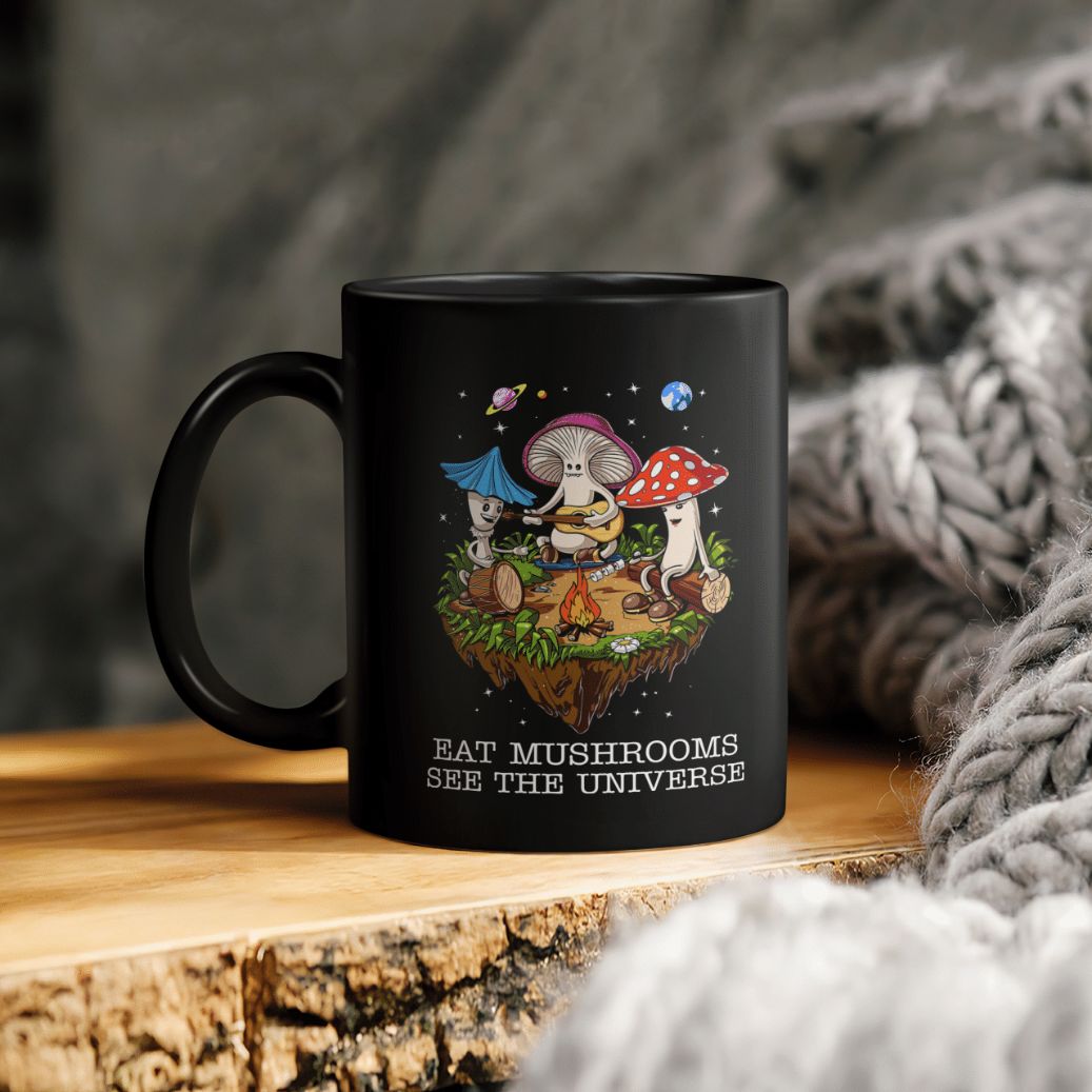 Mushroom Band Eat Mushrooms See The Universe Ceramic Coffee Mug
