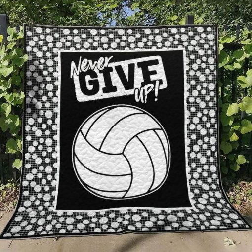 Never Give Up Volleyball Ball Quilt Blanket