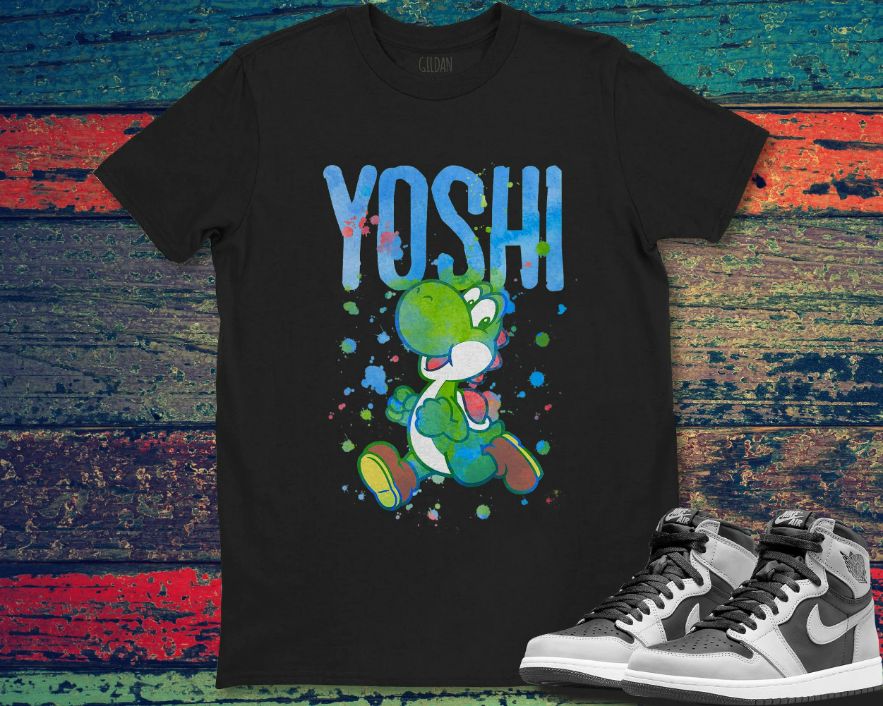 Nintendo Super Mario Yoshi Watercolor Splash Graphic Unisex Gift T-Shirt