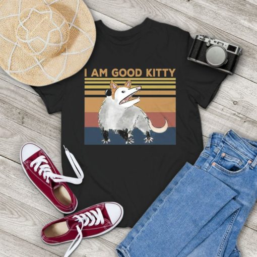 Opossum I Am Good Kitty Funny Opossum Graphic Vintage T-Shirt