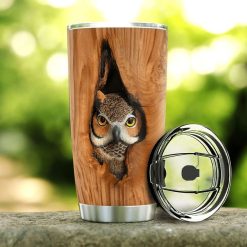 Owl Wood Style Stainless Steel Cup