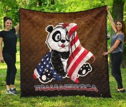 Panda Us Flag Panamerica Quilt Blanket