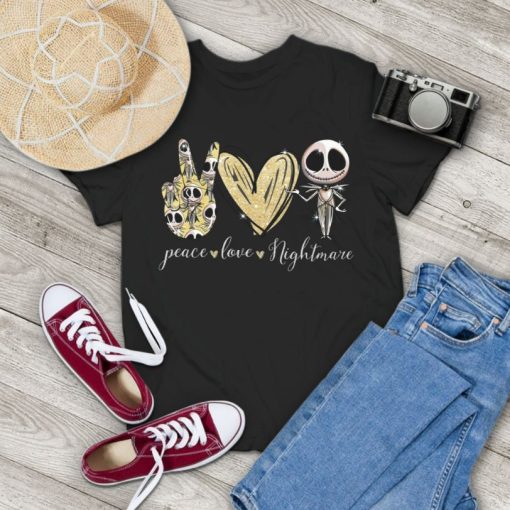 Peace Love Nightmare Jack Skellington Vintage T-Shirt