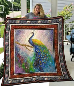 Peacock Aesthetic Quilt Blanket