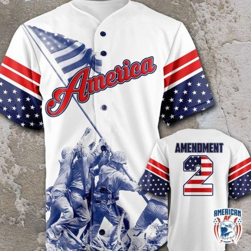 Personalized Name American Veteran Flag White Baseball Jersey