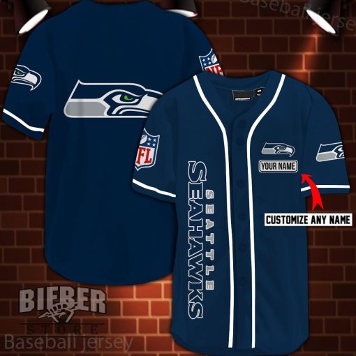 Personalized Nfl Seattle Seahawks Logo 3d Baseball Jersey