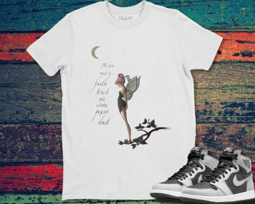 Peter Pan Tinker Bell Moon Quote Art Graphic Disney Unisex Gift T-Shirt