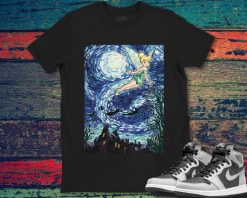 Peter Pan Tinker Bell Starry Night Portrait Disney Unisex Gift T-Shirt