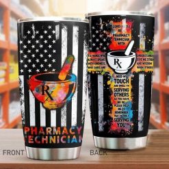 Pharmacy Technican America Flag Stainless Steel Cup