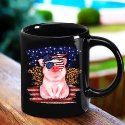 Pig Love America Wearing Sunglasses Independence Day Great Premium Sublime Ceramic Coffee Mug Black