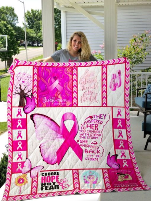 Pink Warrior Breast Cancer She Believed She Could So She Did Quilt Blanket