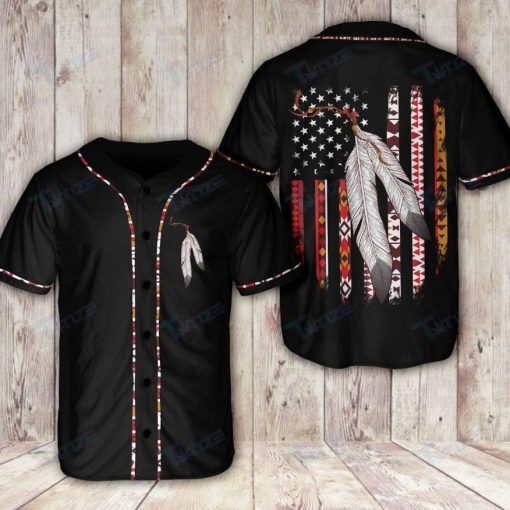 Proud Native American Flag Indian Feather Tribal Personalized 3d Baseball Jersey vi