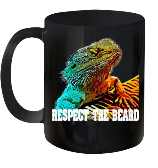 Respect The Beard Bearded Dragon Premium Sublime Ceramic Coffee Mug Black