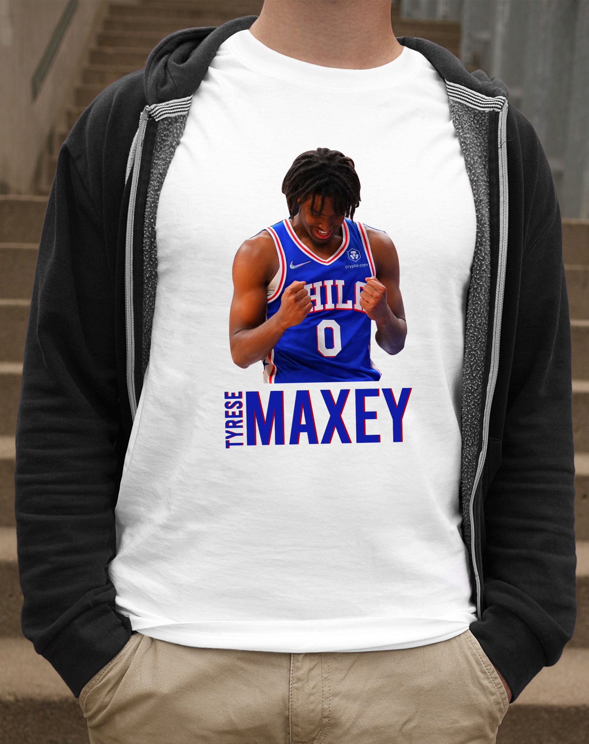 Retro Blue Style Tyrese Maxey Philadelphia 76ers NBA Basketball Unisex T-Shirt