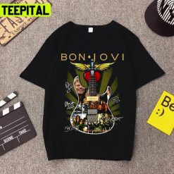 Rock Band Bon Jovi Masks Retro Guitar Symbol Unisex T-Shirt