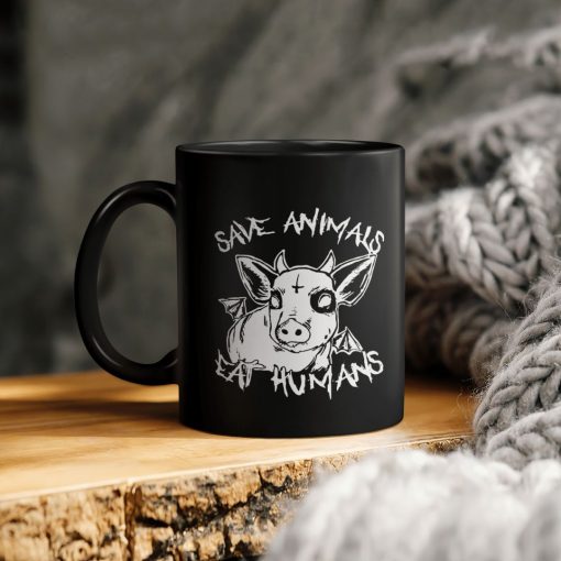 Satanic Pig Save Animals Eat Humans Ceramic Coffee Mug
