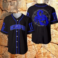 Scorpio Zodiac Blue Black Personalized 3d Baseball Jersey