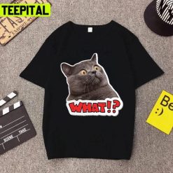 Shocked Shook Kitty Meme What Graphic Unisex T-Shirt