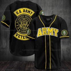 Simple Black Yellow Us Army Personalized 3d Baseball Jersey