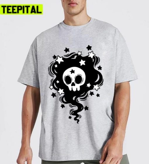 Skull Black Magic Swirl Design Unisex T-Shirt