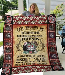 Skull Fate Brought Us Together Quilt Blanket