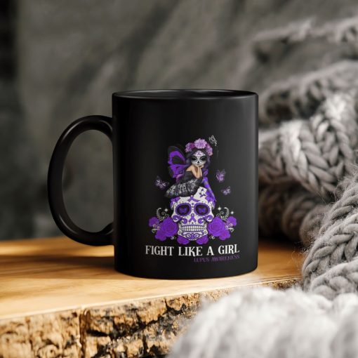 Skull Lupus Awareness Fight Like A Girl Lupus Awareness Ceramic Coffee Mug