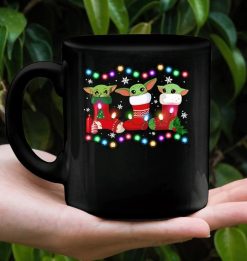 Socks Christmas Baby Yoda Premium Sublime Ceramic Coffee Mug Black