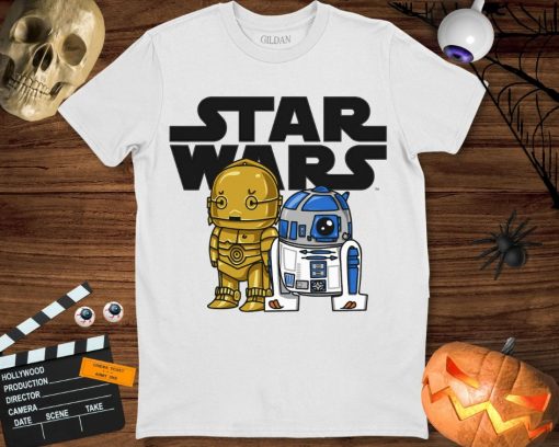 Star Wars Boba R2-D2 and C-3PO Cute Cartoon Graphic T-Shirt