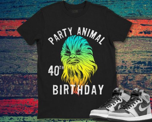 Star Wars Chewie Party Animal 40th Birthday Color Portrait T-Shirt