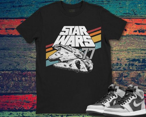 Star Wars Millennium Falcon Retro Rainbow Stripe T-Shirt