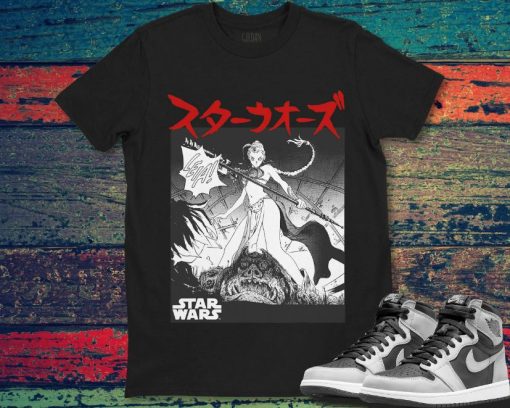 Star Wars Princess Leia Kanji Black Comic Graphic T-Shirt