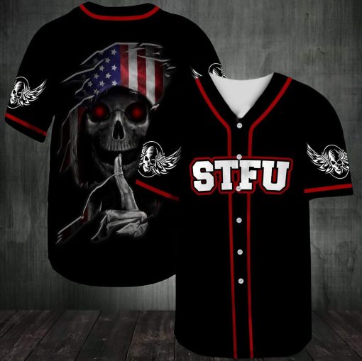 Stfu American Flag Skull Personalized 3d Baseball Jersey