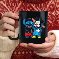 Stitch And Mickey Mouse Disney Premium Sublime Ceramic Coffee Mug Black