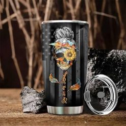 Sugar Skull Sunflower Stainless Steel Cup