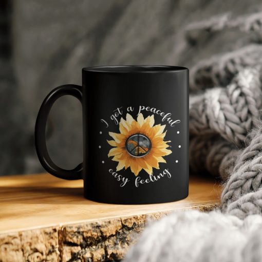 Sunflower Peace I Got A Peaceful Easy Feeling Ceramic Coffee Mug