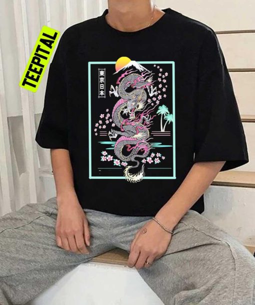 Synthwave Retrowave Japanese Dragon Unisex T-Shirt