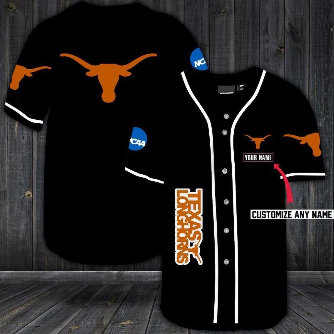 Texas Longhorns Football Baseball Jersey Custom Name