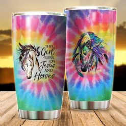 This Girl Runs On Jesus And Horses Stainless Steel Cup