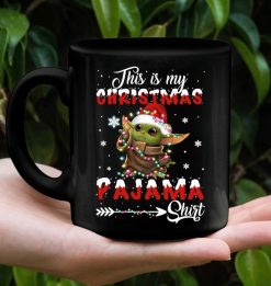 This Is My Christmas Pajama Baby Yoda Premium Sublime Ceramic Coffee Mug Black