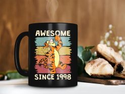 Tigger Awesome Since 1998 Mug Customized Year Of Birth Mug Personalized Mug Vintage Mug Disney Premium Sublime Ceramic Coffee Mug Black