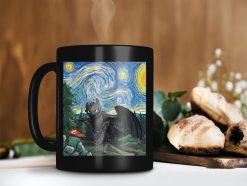 Toothless In Canvas Mug Starry Night Mug Van Gogh Mug Toothless Lover Gift Night Fury 2 Premium Sublime Ceramic Coffee Mug Black