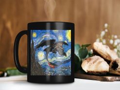 Toothless In Canvas Mug Starry Night Mug Van Gogh Mug Toothless Lover Gift Night Fury Premium Sublime Ceramic Coffee Mug Black